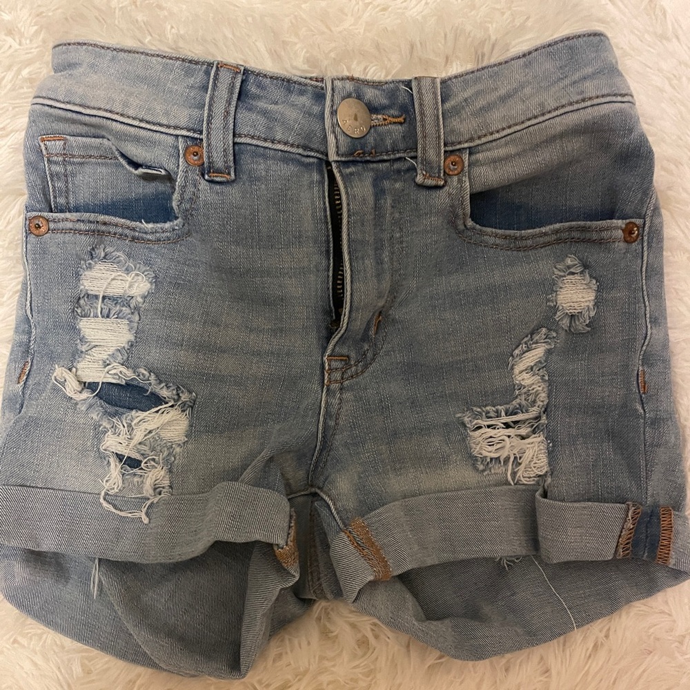 High Rise Midi Jean Shorts